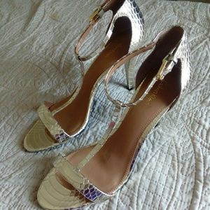 Calvin Klein T-strap high heel sandal.